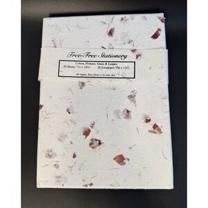 Tree Free Stationery- Cotton Flowers Grass & Leaves 20 Sheets & Envelopes - Open